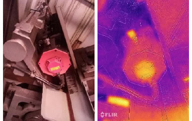 Termografía del sistema de movimiento de la torreta